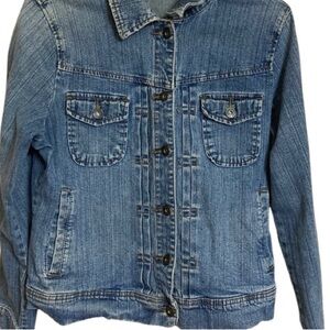 ST JOHN'S BAY blue denim jacket button down in size large